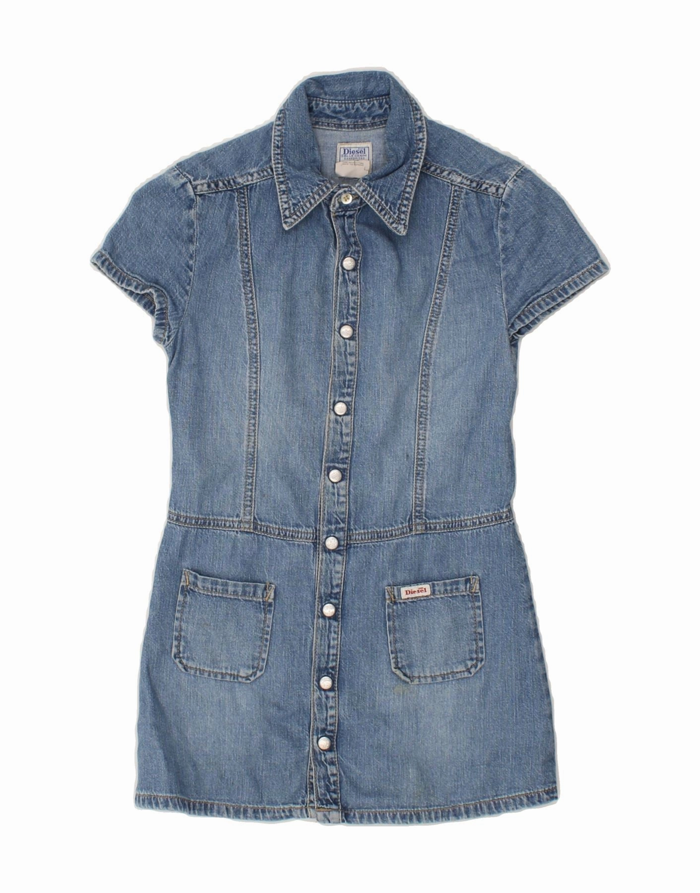 Flowing Design DIESEL Girls Denim Dress 7-8 Years Blue Cotton