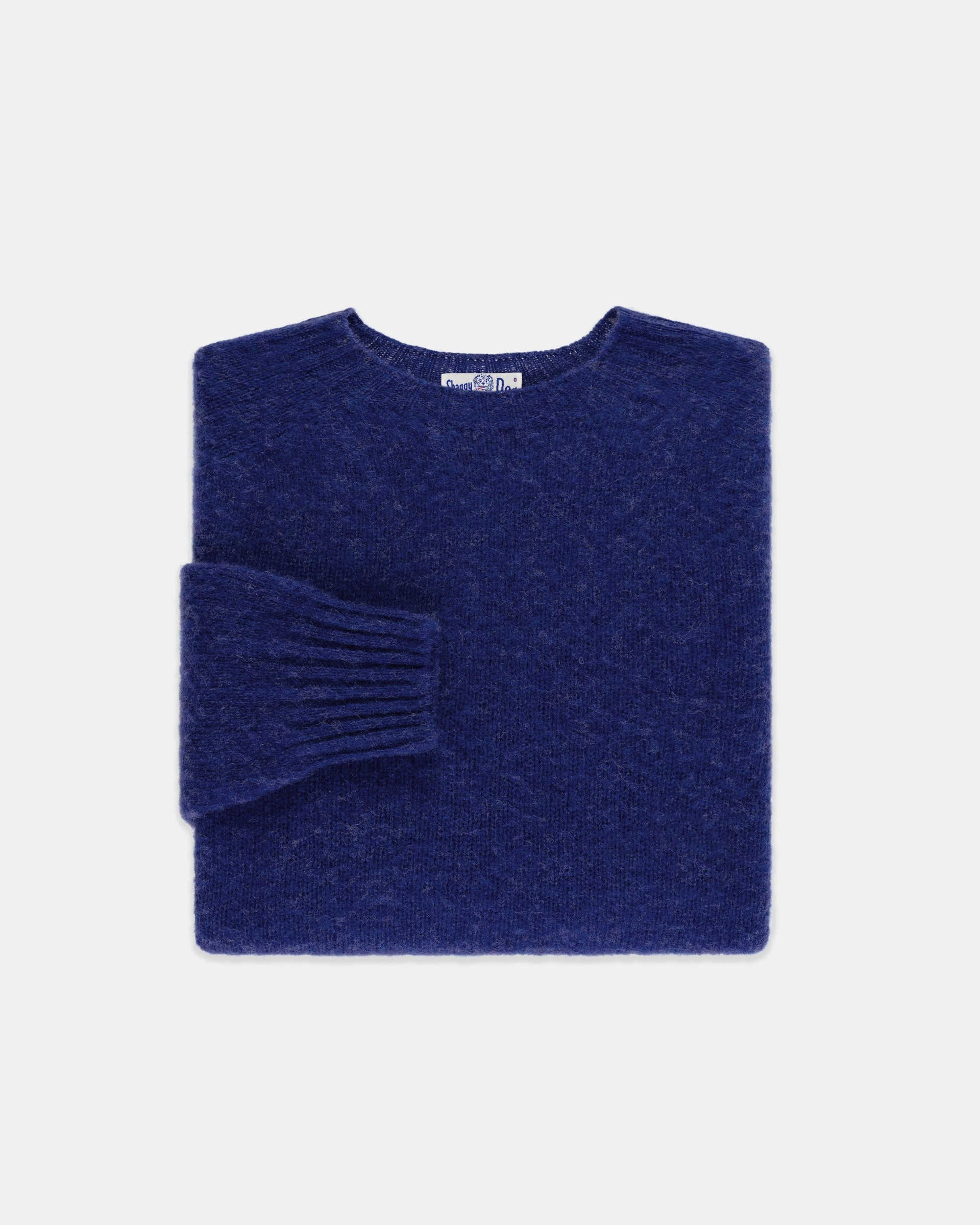 Effortless Layer Made-in-Scotland Dark Blue Shaggy Dog Sweater  - Trim Fit