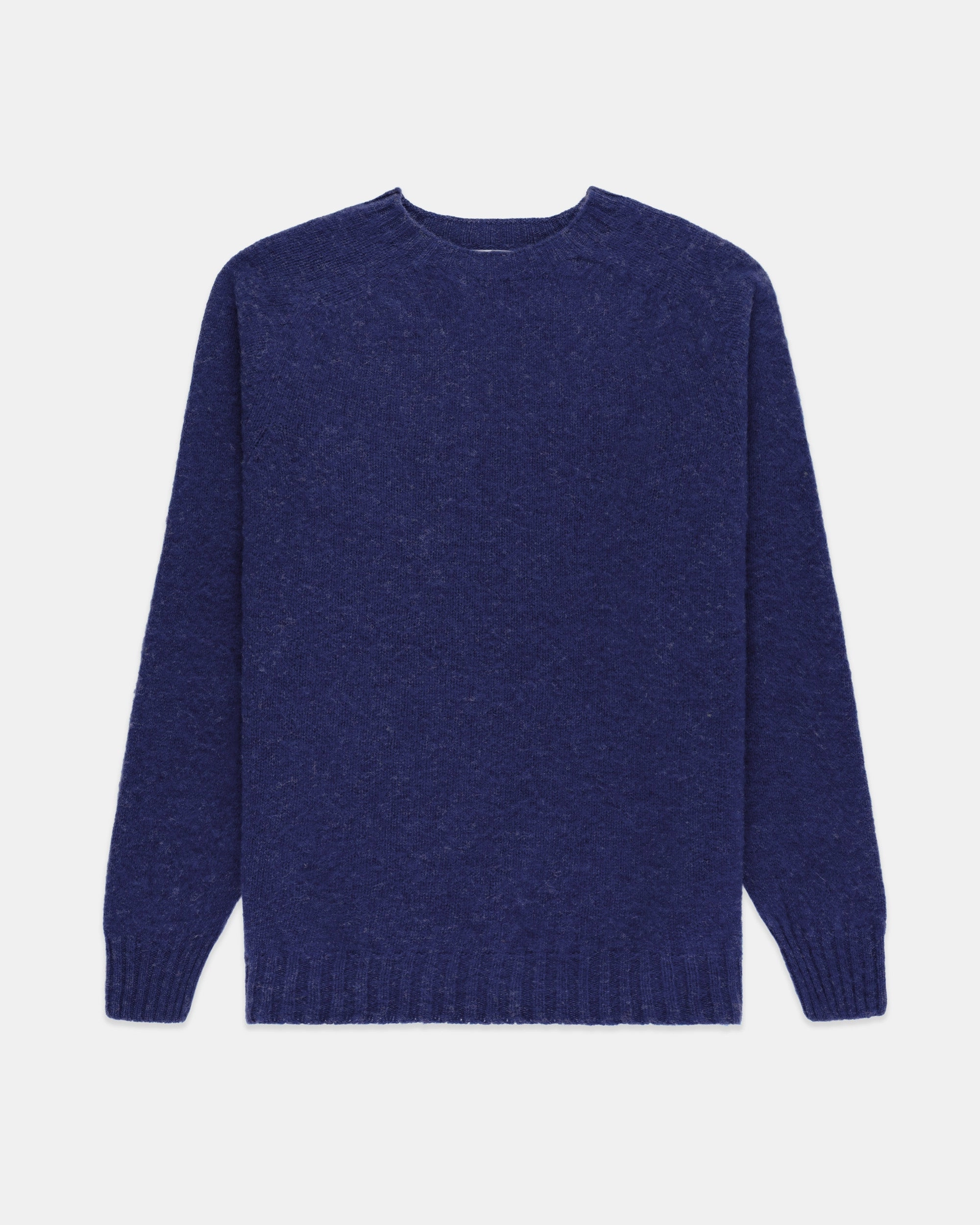 Snug & Stylish Moisture wicking Made-in-Scotland Dark Blue Shaggy Dog Sweater  - Trim Fit