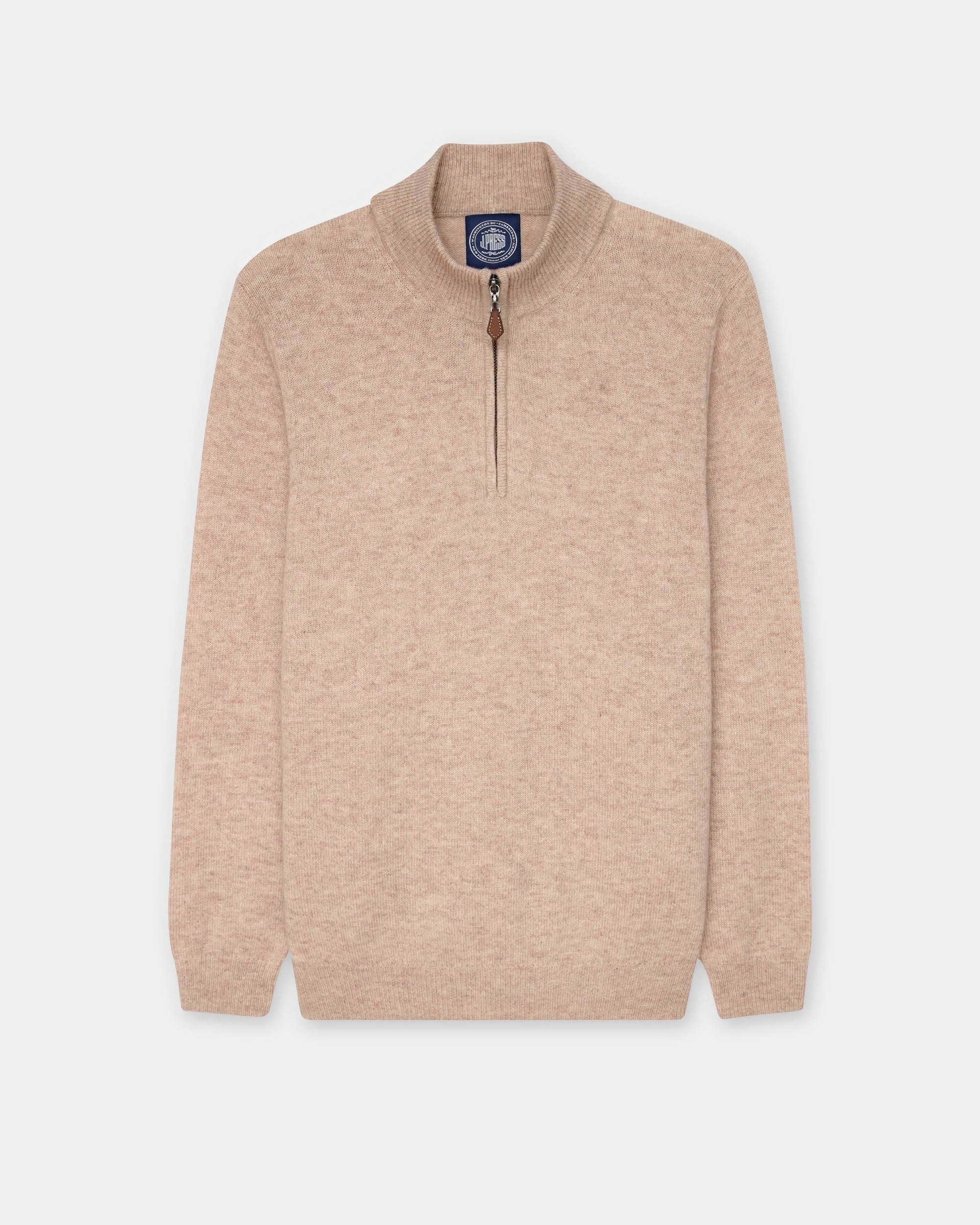 Chilly Day Outfit Seasonal Warmth Tan Lambswool Quarter Zip-up Sweater
