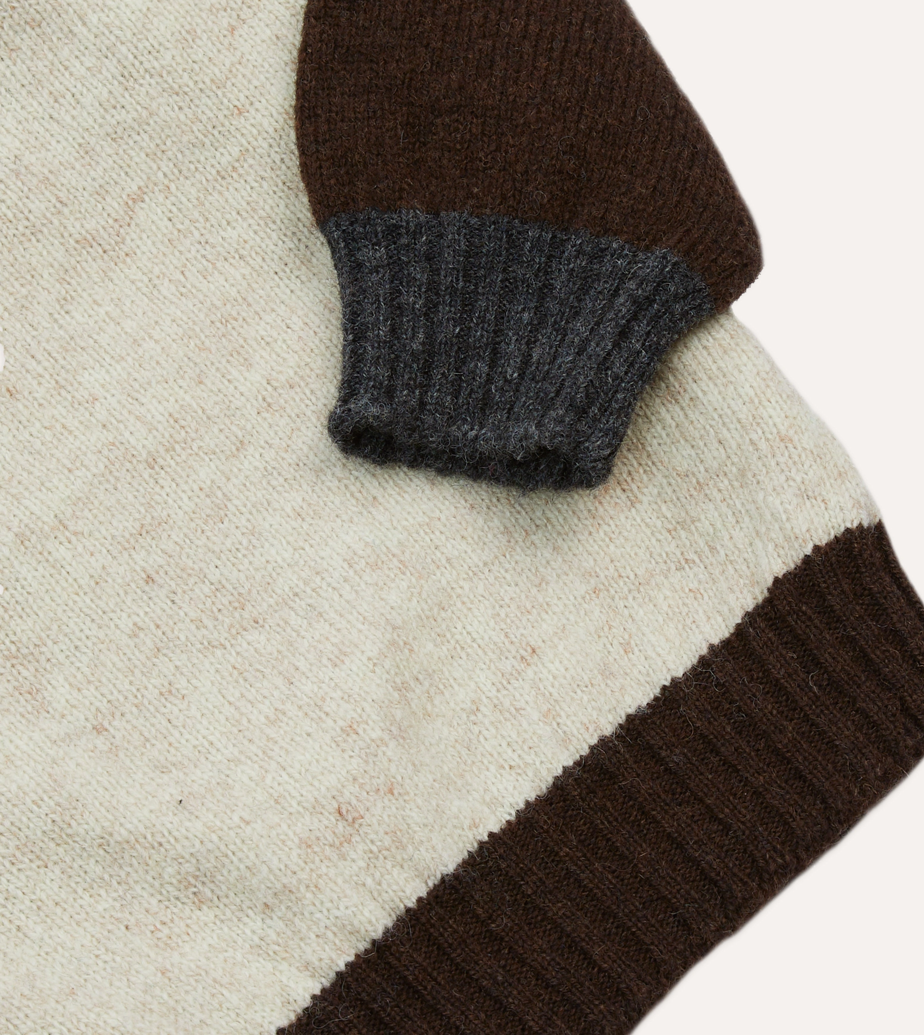 Ecru Multi Colourblock Brushed Shetland Crew Neck Jumper Closet Essential