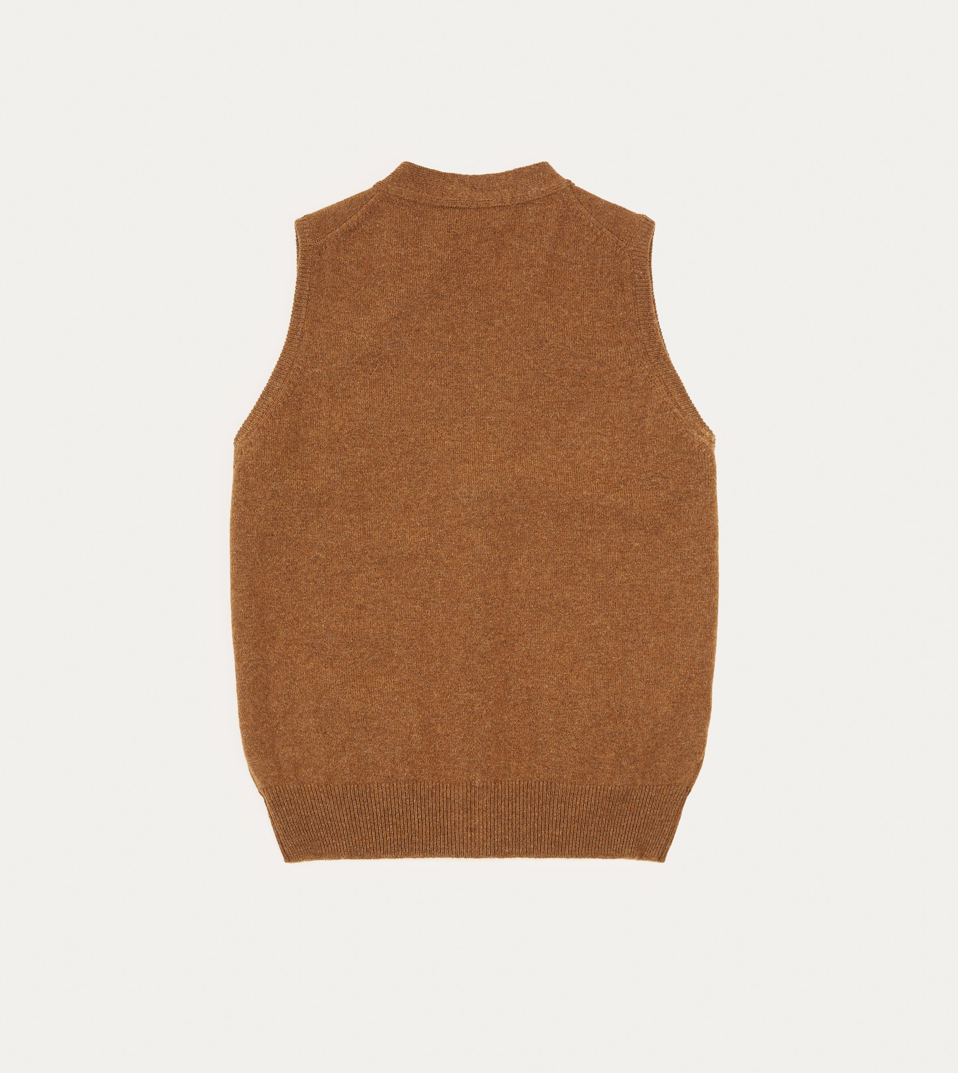 Light Brown Lambswool Sleeveless Cardigan Layer Comfort