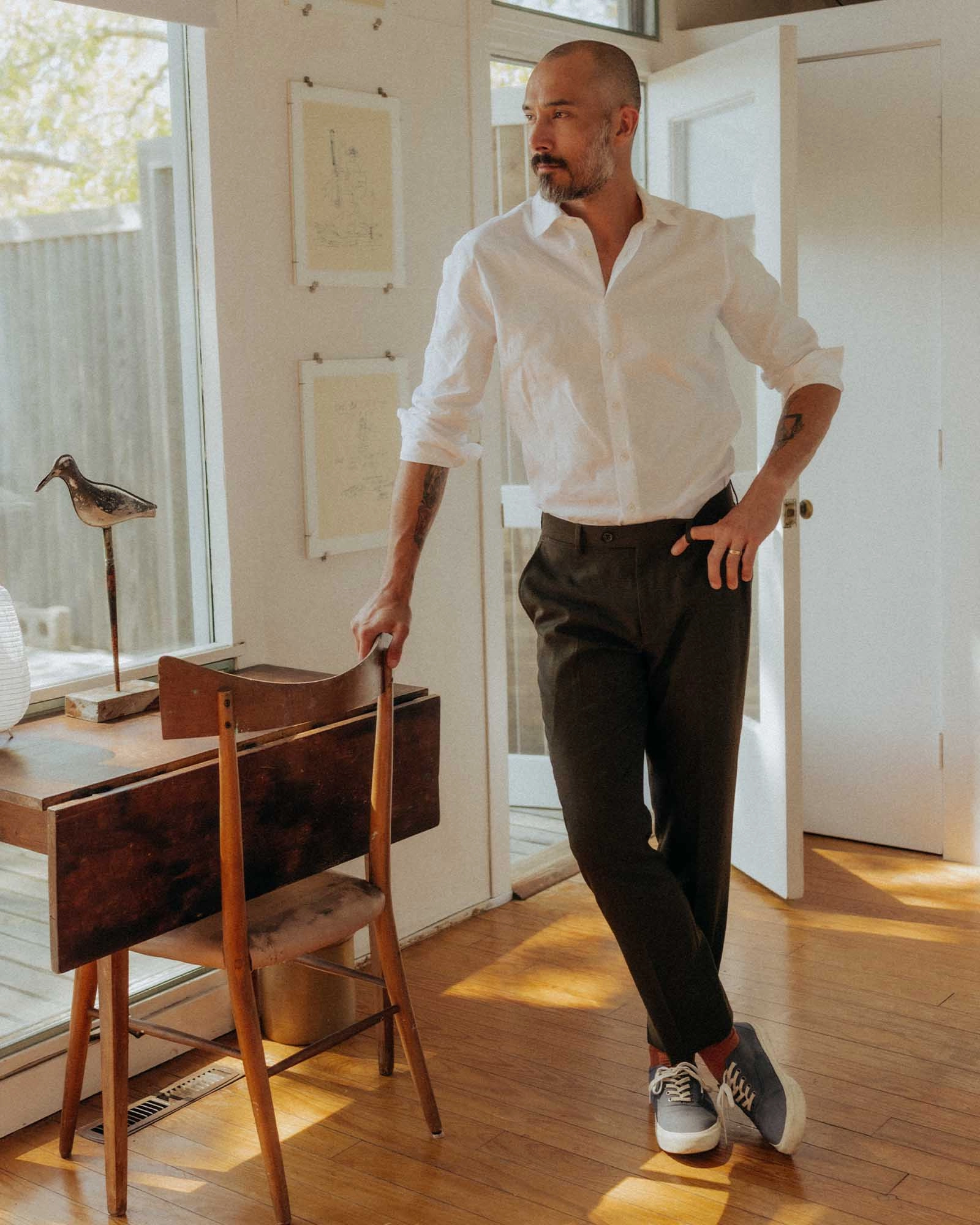 The Hyde Shirt in White Pinpoint Oxford Lightweight Layers Tagless Labeling