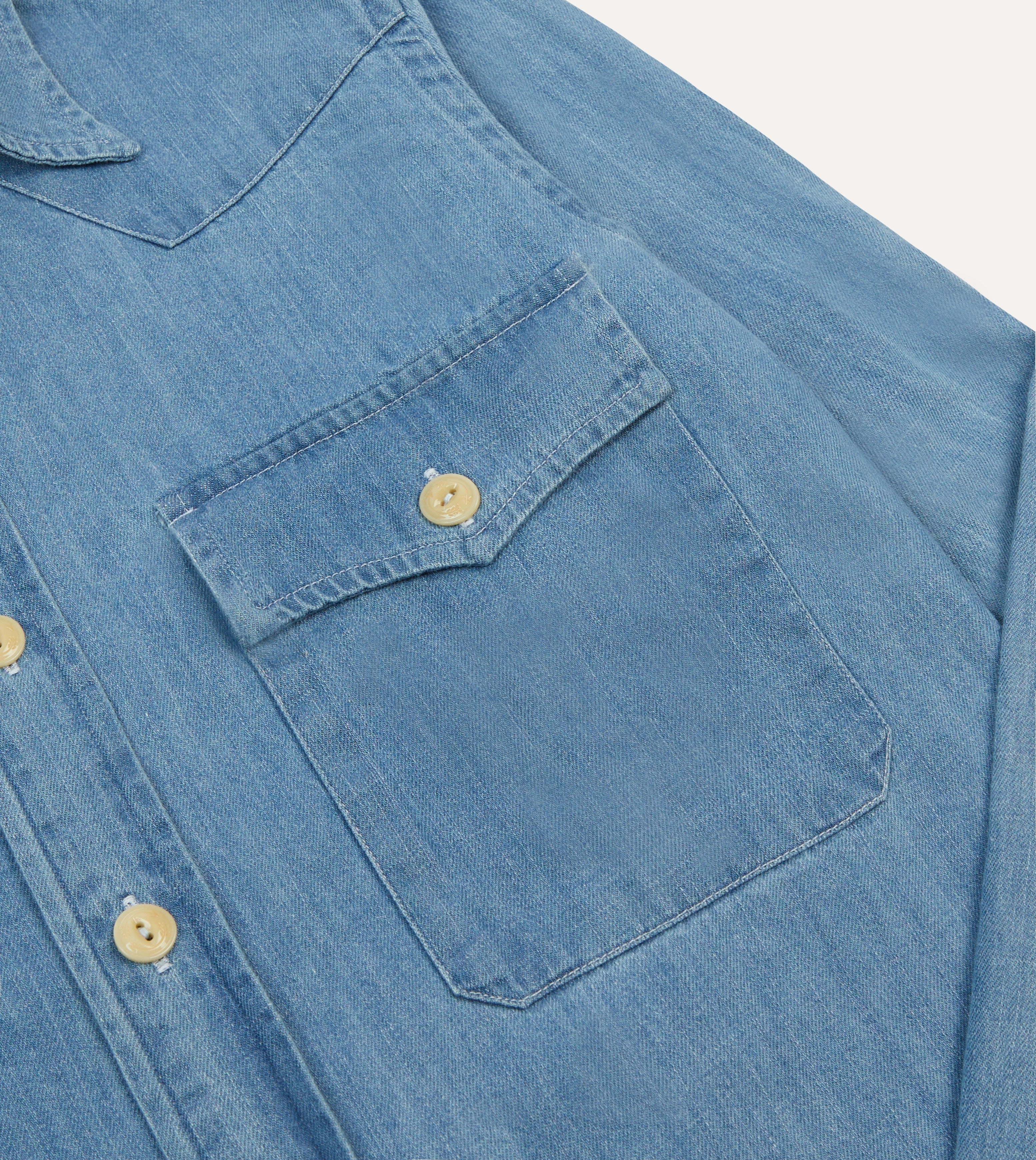 Bleach Wash Denim Two-Pocket Western Shirt Fashion Statement