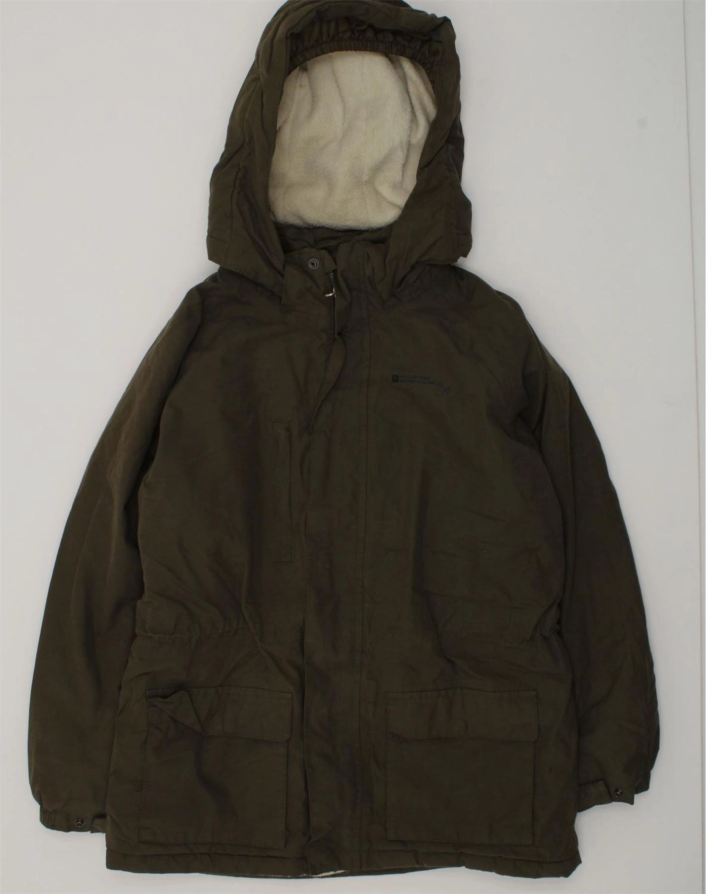 MOUNTAIN WAREHOUSE Boys Hooded Padded Jacket 11-12 Years Khaki Cotton belt Lust