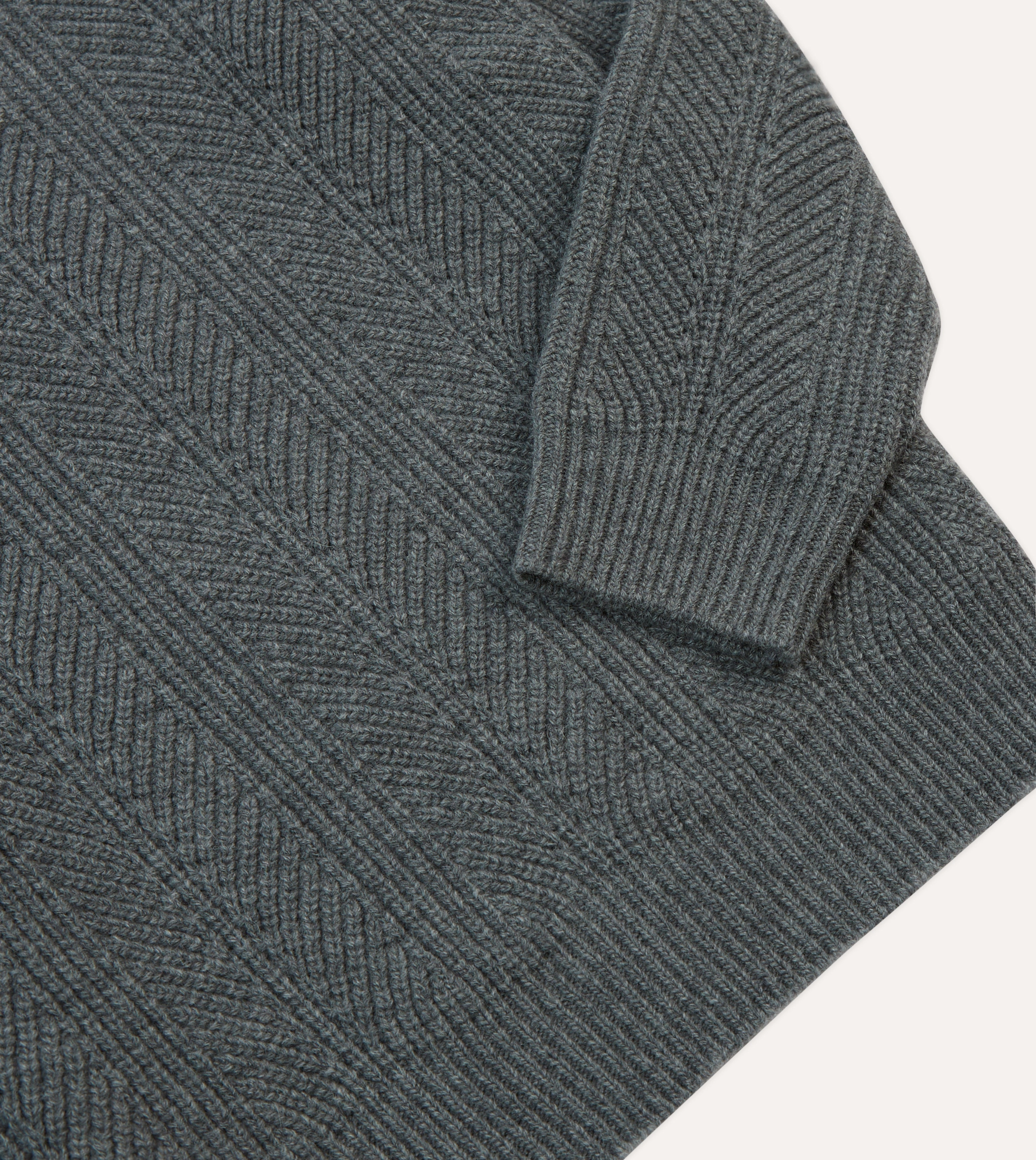 Reinforced Neckline Stitching Simple Form Grey Alpaca Lambswool Integral Collar Jumper