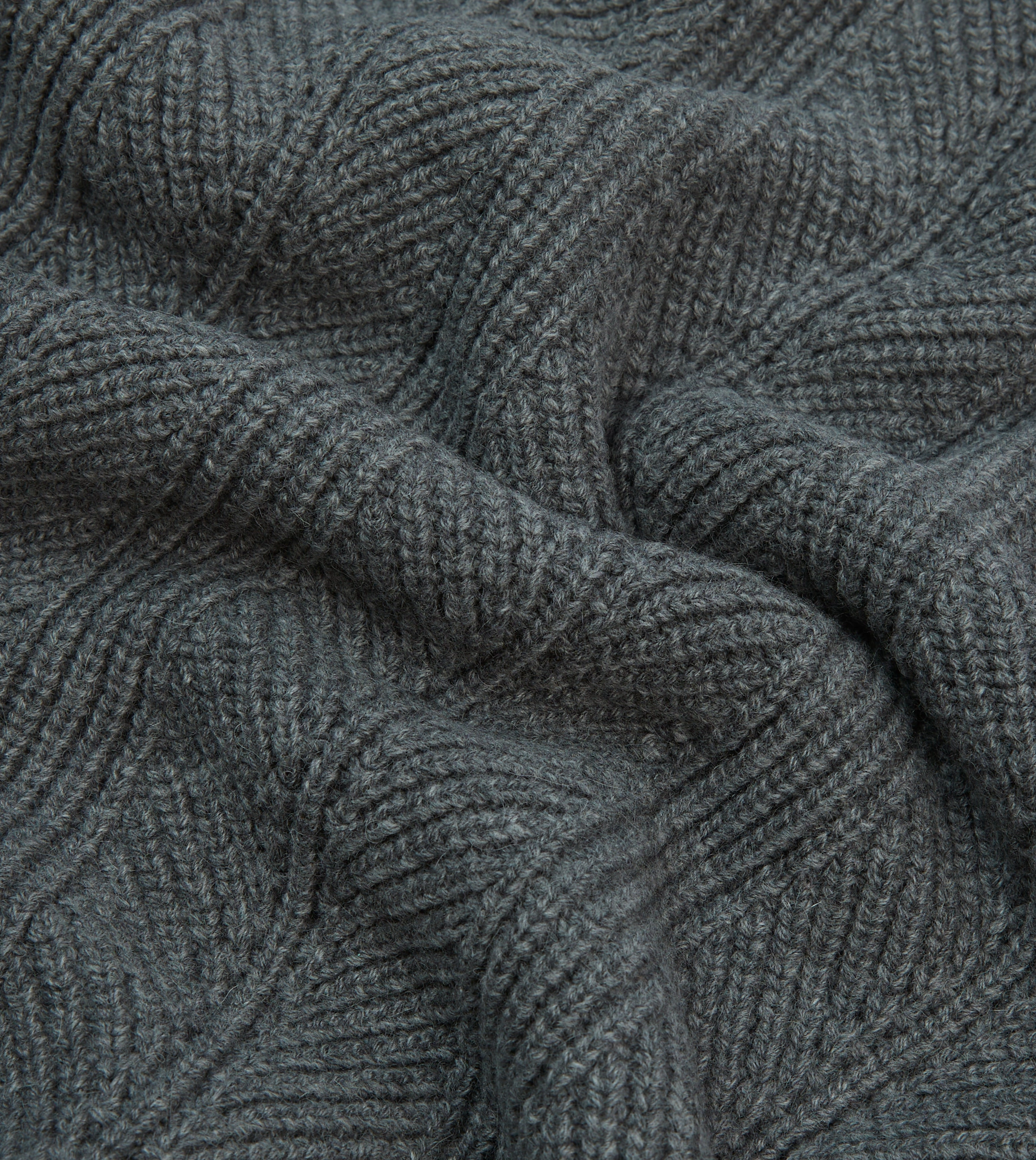 Yarn Dyed Tubular Knit Method Grey Alpaca Lambswool Integral Collar Jumper