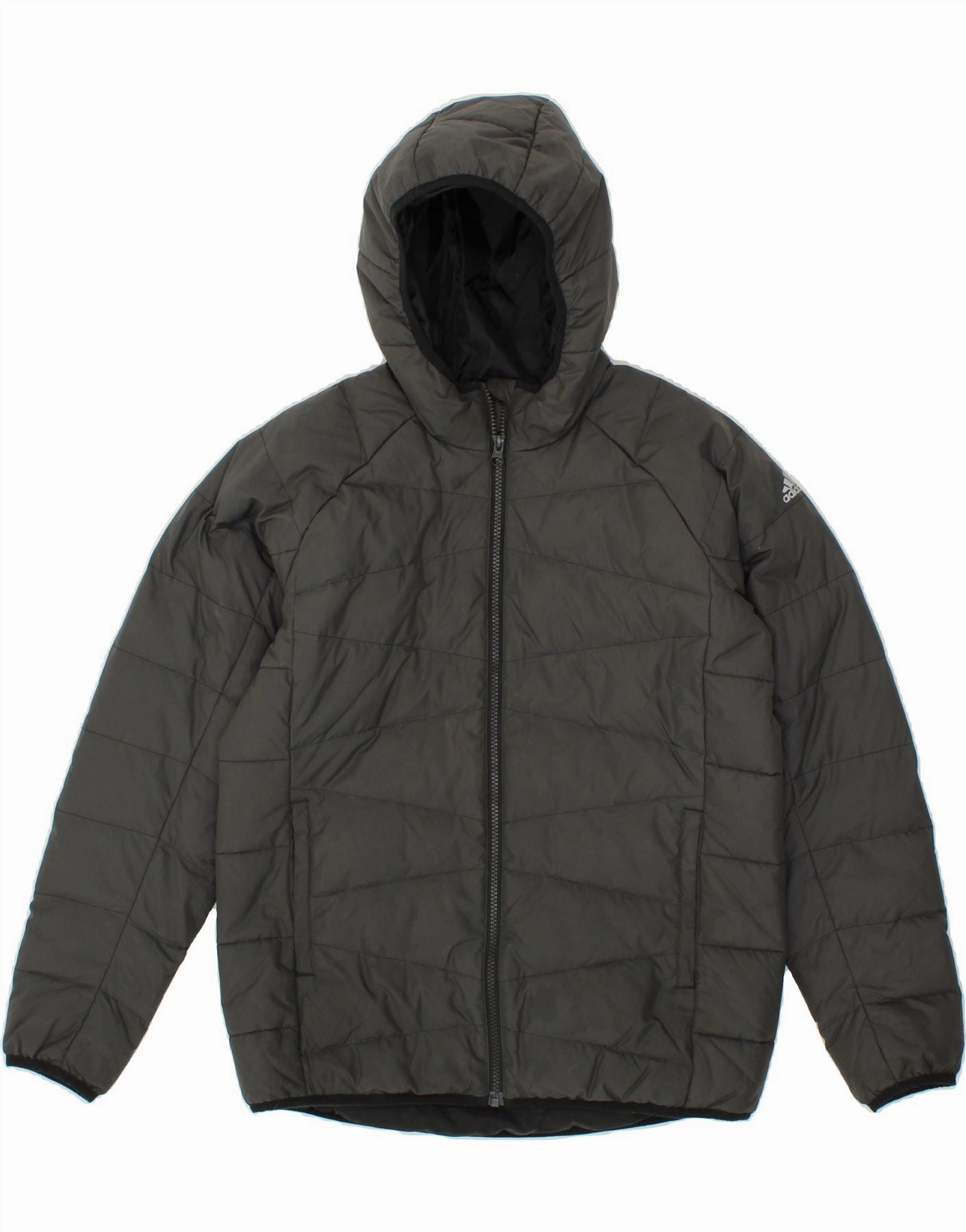 age - appropriate Function First ADIDAS Boys Hooded Padded Jacket 13-14 Years Grey Polyester