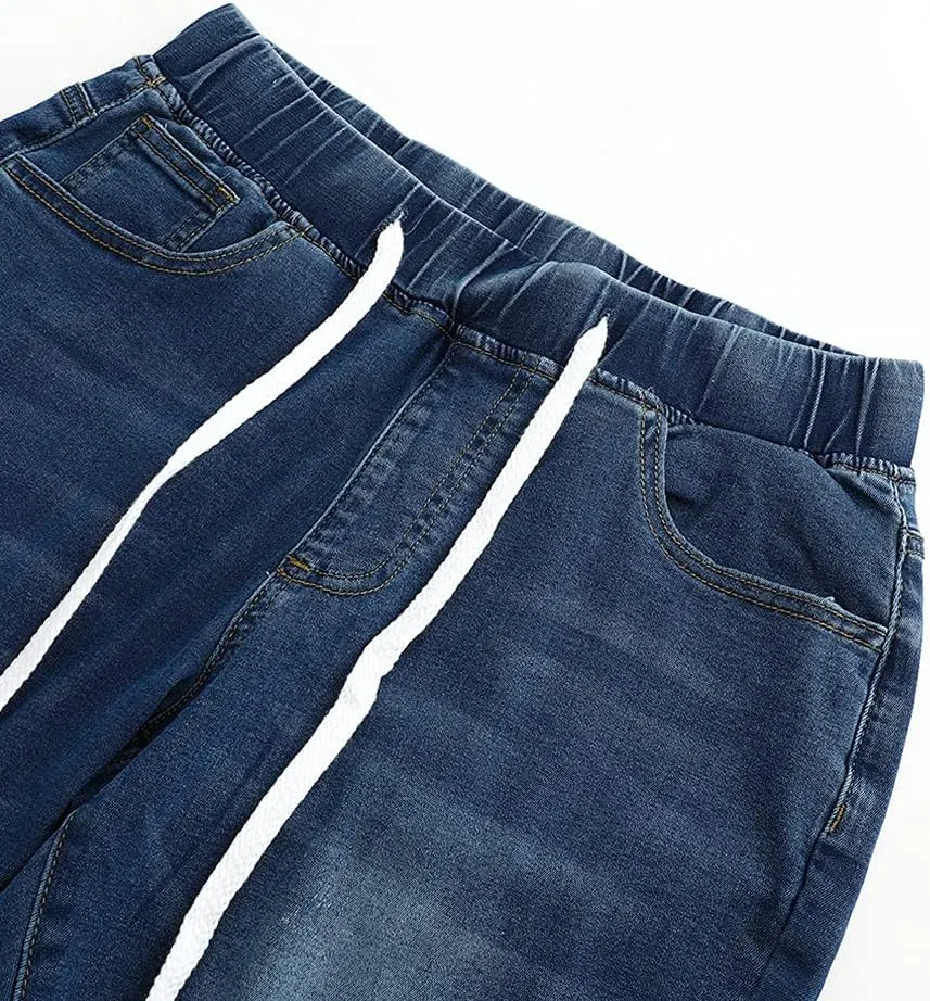 THUNDER STAR Ripped Jeans,Skinny Jeans for Women,Drawstring Mid Waist Jeans