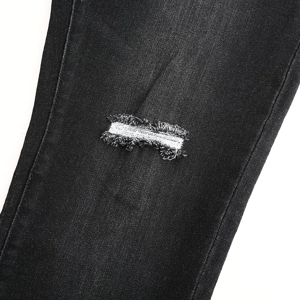 THUNDER STAR Ripped Jeans,Skinny Jeans for Women,Drawstring Mid Waist Jeans