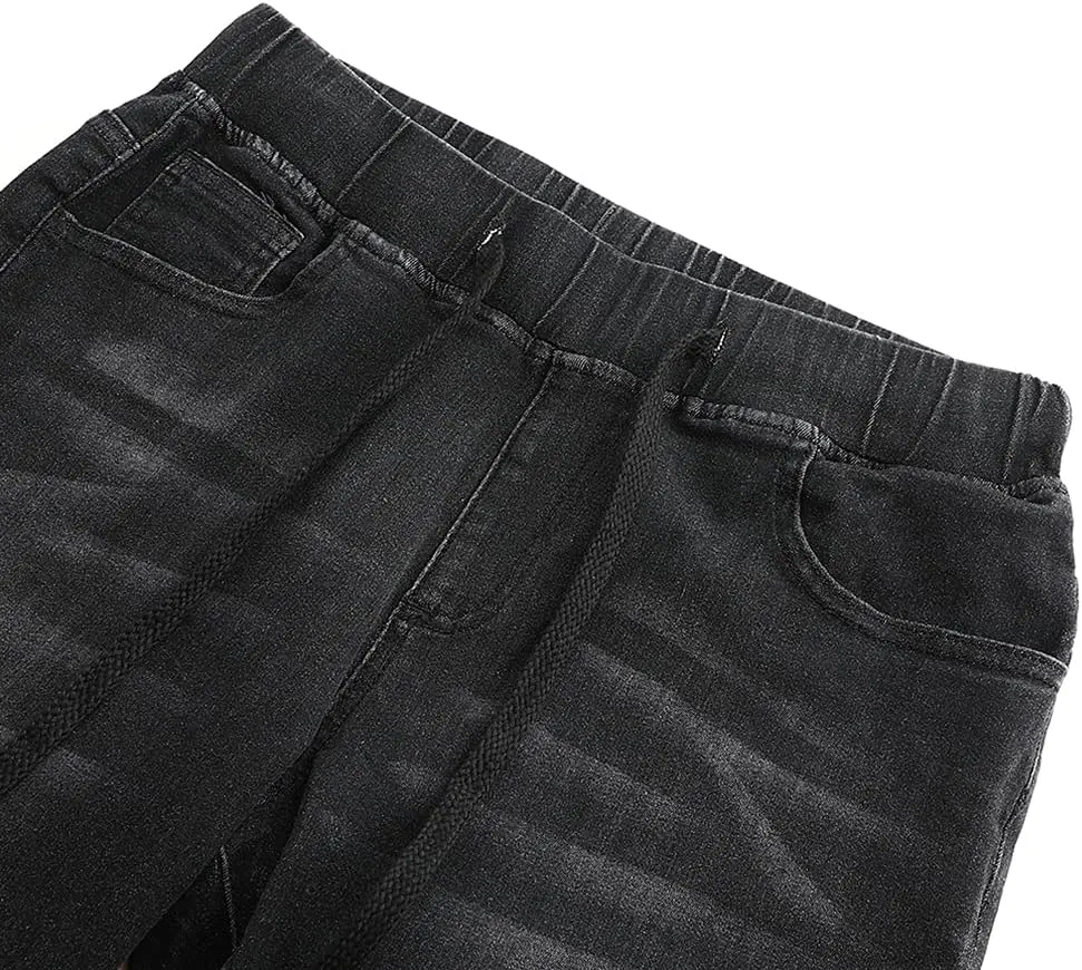 THUNDER STAR Ripped Jeans,Skinny Jeans for Women,Drawstring Mid Waist Jeans