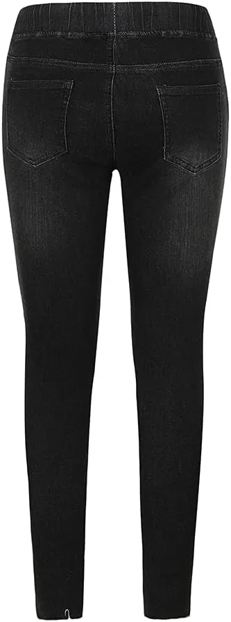 THUNDER STAR Ripped Jeans,Skinny Jeans for Women,Drawstring Mid Waist Jeans