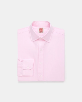 gender-neutral Made-in-USA Thomas Mason Pink Bengal Stripe Spread Collar Dress Shirt - Regular Fit