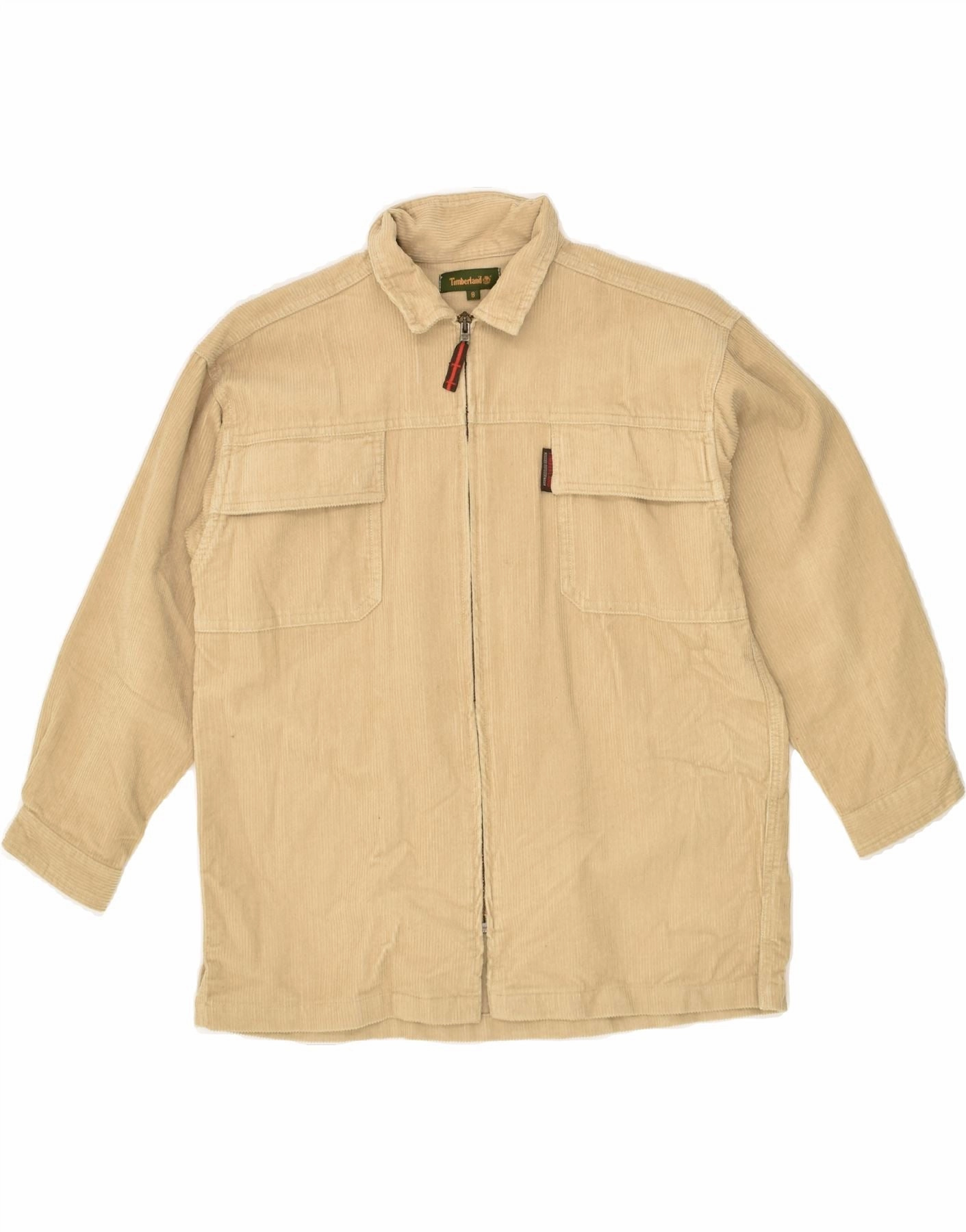 TIMBERLAND Boys Corduroy Jacket 7-8 Years Beige Cotton Abrasion Resistant Panels