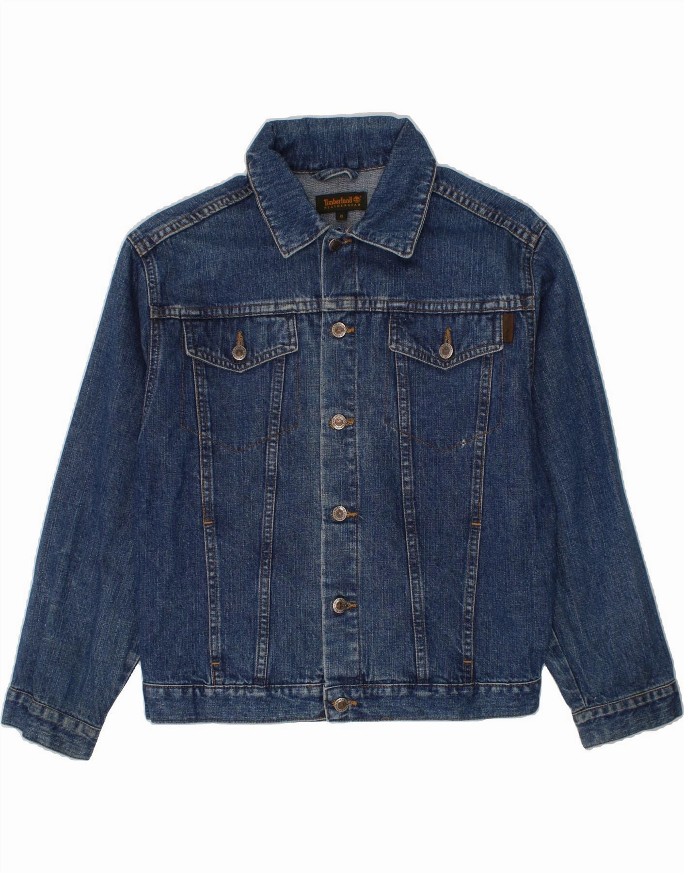 TIMBERLAND Boys Denim Jacket 7-8 Years Blue Cotton Rugged Protection Impact