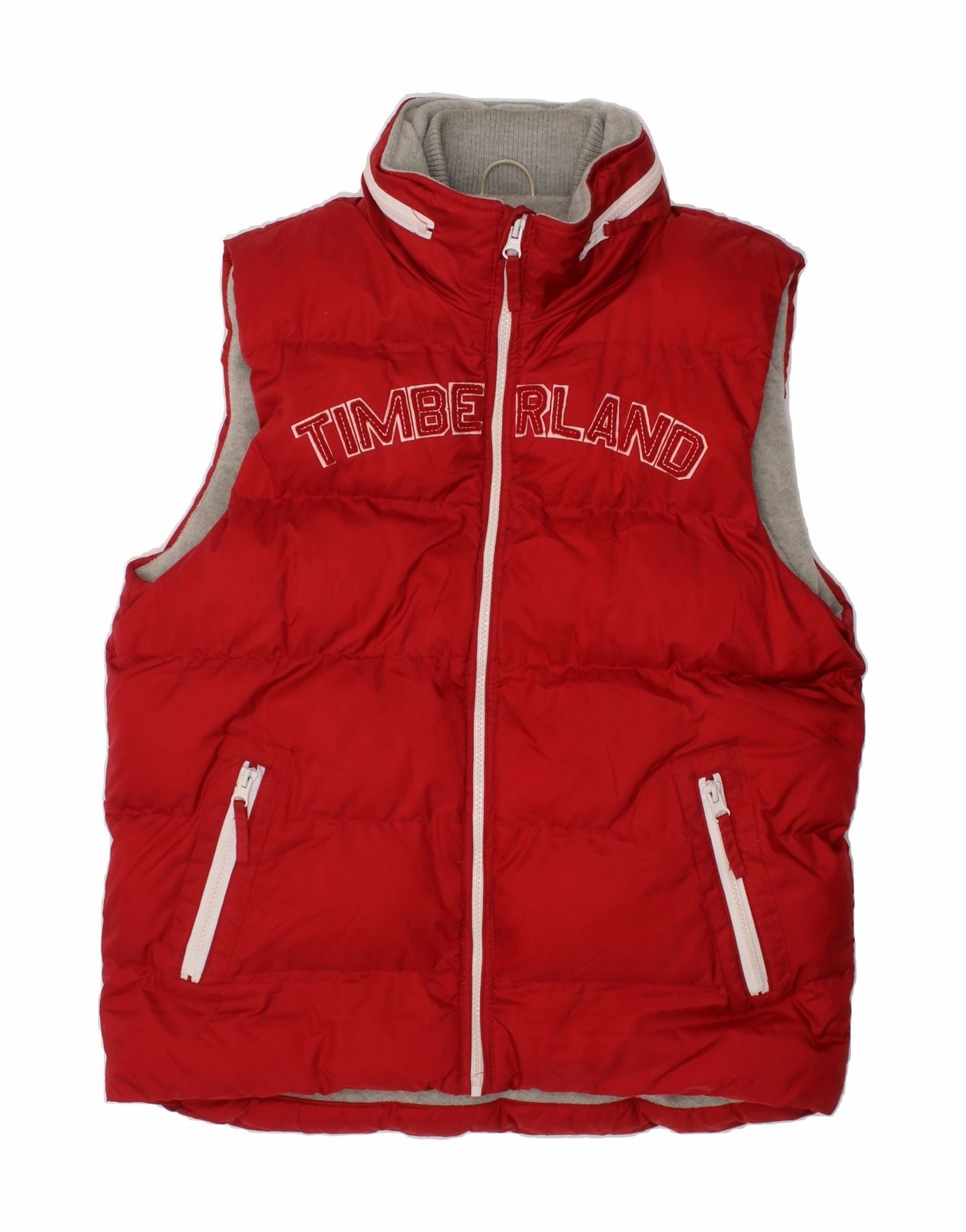 TIMBERLAND Boys Graphic Padded Gilet 13-14 Years Small  Red Polyester Asset