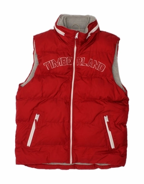 TIMBERLAND Boys Graphic Padded Gilet 13-14 Years Small  Red Polyester Asset