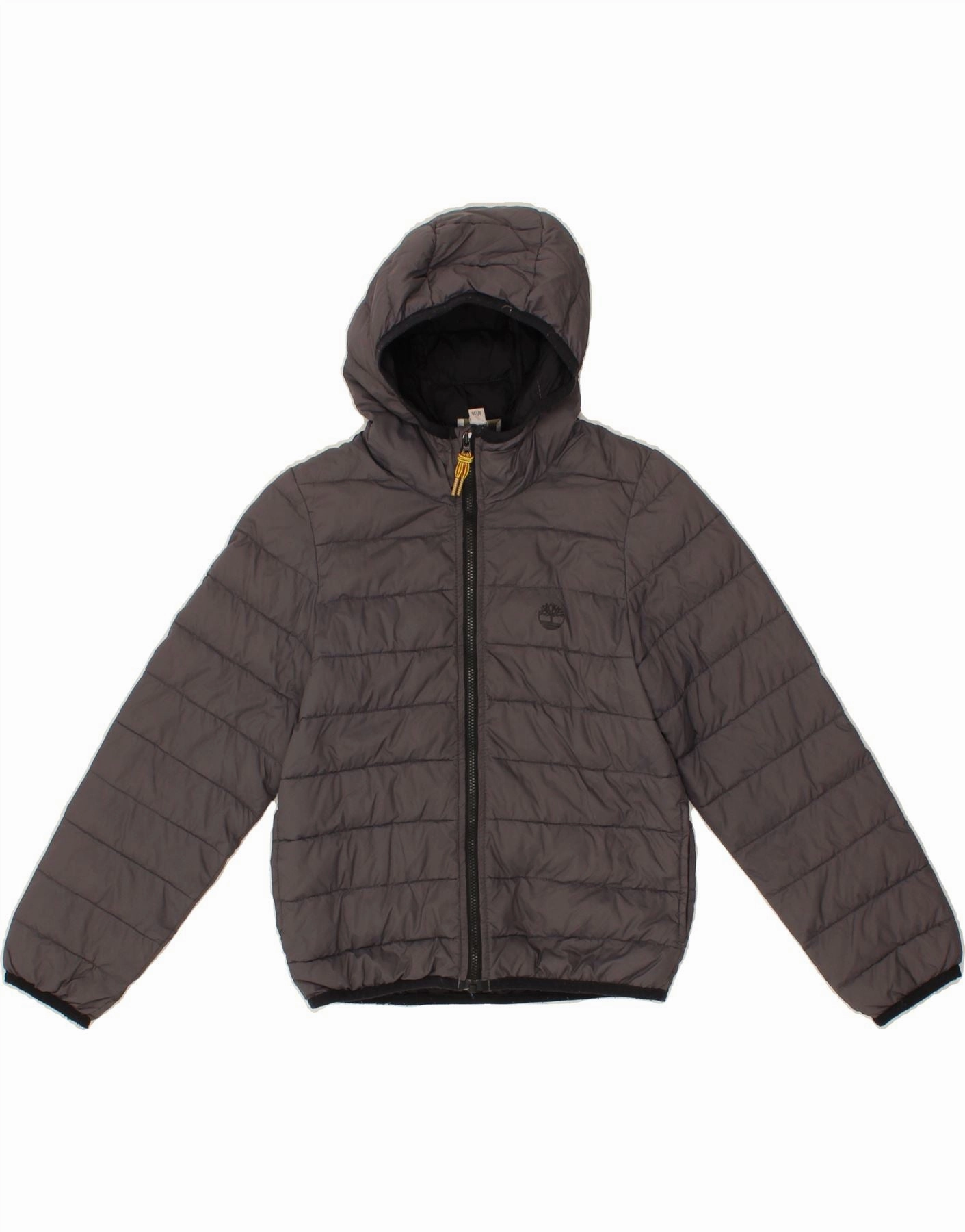 Multi Pocket Configuration Cold Wind TIMBERLAND Boys Hooded Padded Jacket 7-8 Years Grey Polyamide