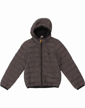 Multi Pocket Configuration Cold Wind TIMBERLAND Boys Hooded Padded Jacket 7-8 Years Grey Polyamide