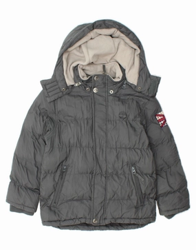 TIMBERLAND Boys Hooded Padded Jacket 7-8 Years Grey Polyester Hear