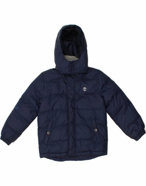 TIMBERLAND Boys Hooded Padded Jacket 7-8 Years Navy Blue Polyester Idolize
