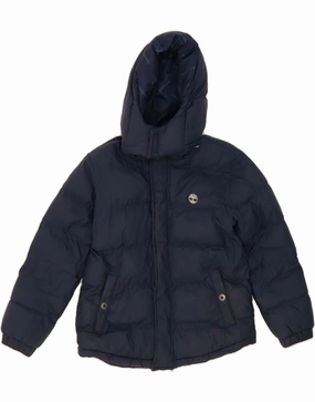museum Adjustable Cuffs TIMBERLAND Boys Hooded Padded Jacket 9-10 Years Navy Blue Polyester