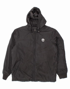 Solid-color Rugged Protection TIMBERLAND Boys Hooded Windbreaker Jacket 10-11 Years Black Polyester