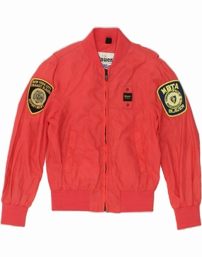 Bargain Detect BLAUER Boys Graphic Bomber Jacket 5-6 Years Red Polyamide