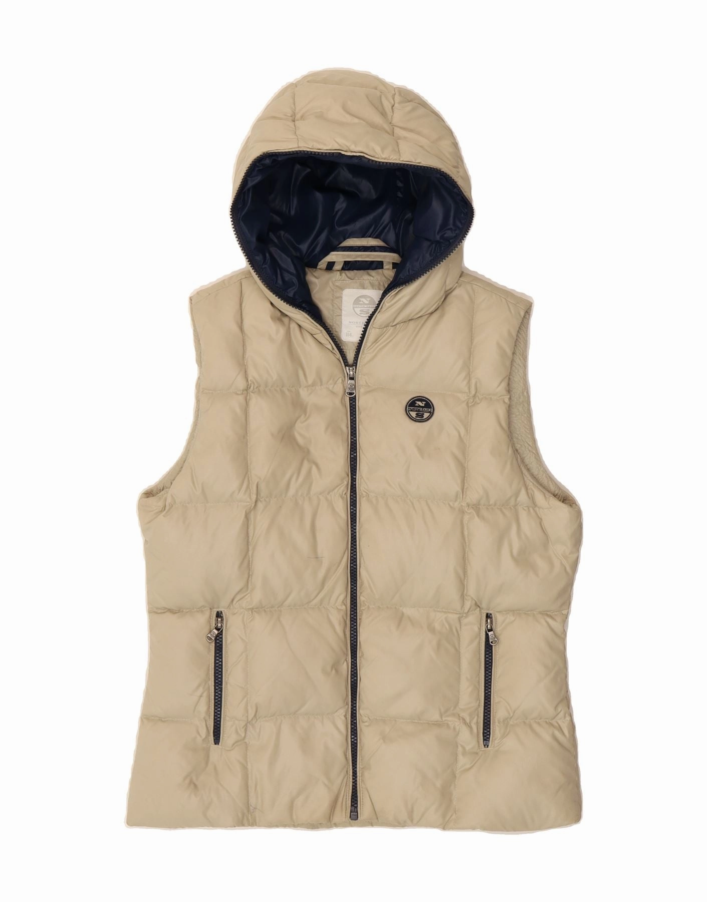 Flexible Versatile Layering Piece NORTH SAILS Boys Hooded Padded Gilet 13-14 Years Beige Polyamide