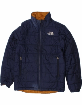 THE NORTH FACE Boys Reversible Padded Jacket 7-8 Years Small Navy Blue Visa