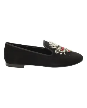 Giuseppe Zanotti Embellished Scorpion Loafers in Black Suede Slip Easy
