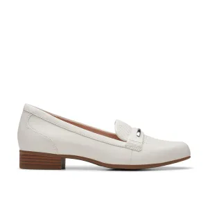 Clarks Juliet Aster in White Leather Free Step