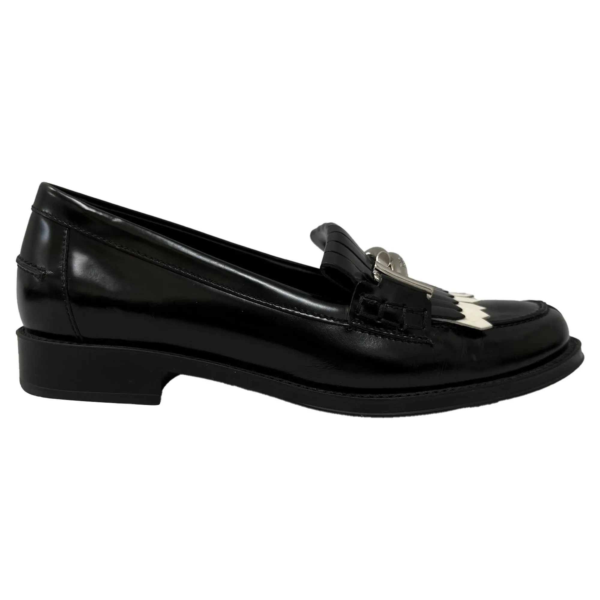Relaxed Style Tod's Gommino Fringe Double T Loafers in Black Leather