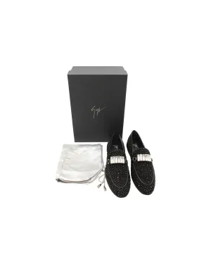 Giuseppe Zanotti Embellished Loafers in Black Suede Dynamic Step