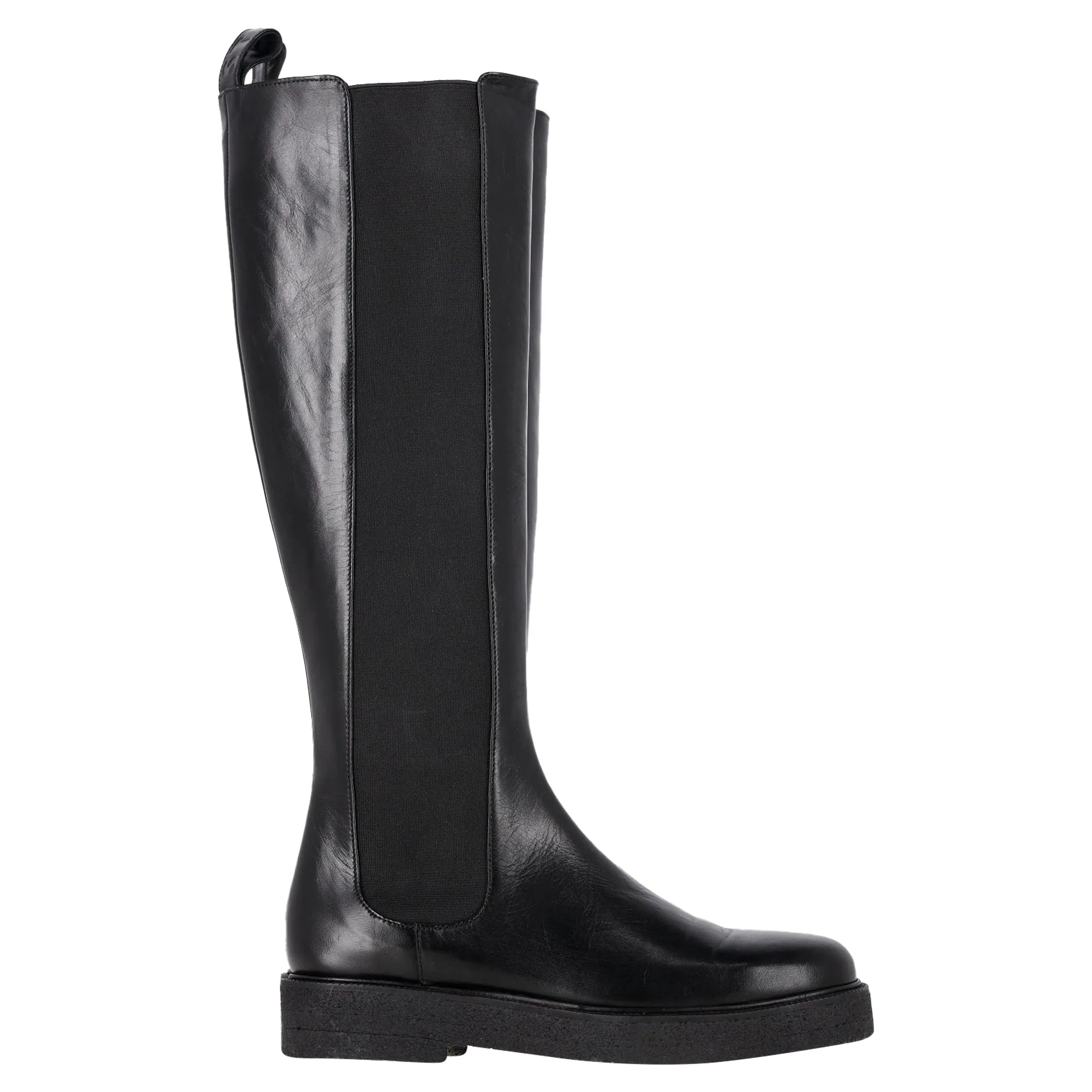 Drive Mode Staud Palamino Chelsea Knee-High Boots in Black Leather