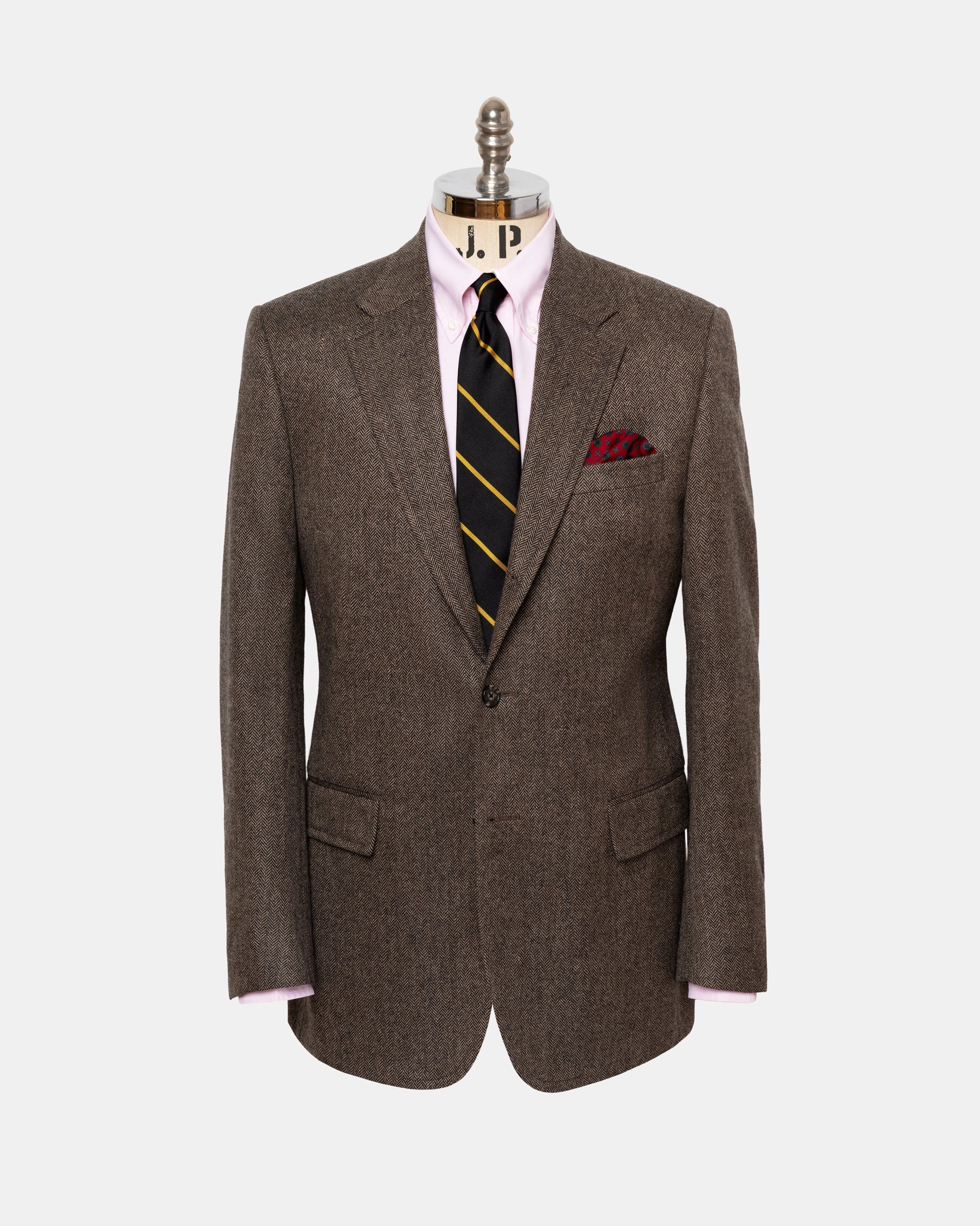 Made-in-Canada Tan Herringbone Pure Cashmere Sport Coat Professional Layers Chic and Polished