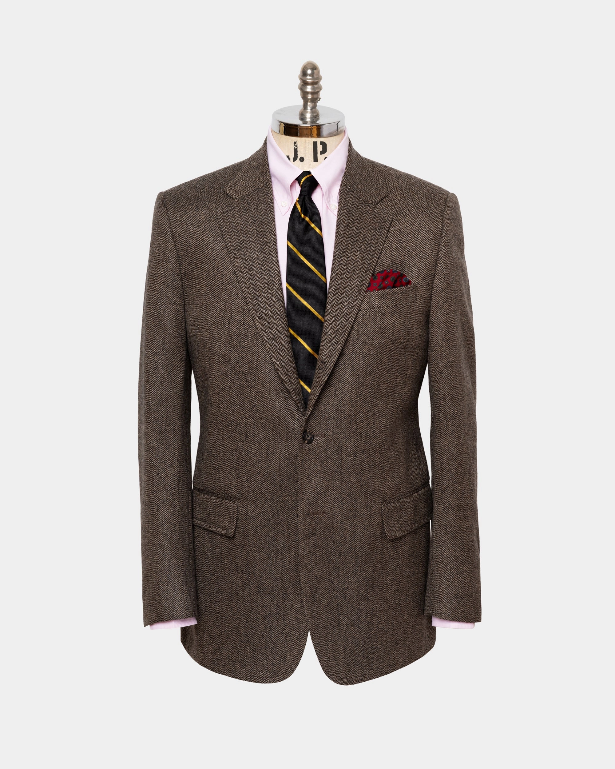 Made-in-Canada Tan Herringbone Pure Cashmere Sport Coat Business Ready Wear All-Weather Wear