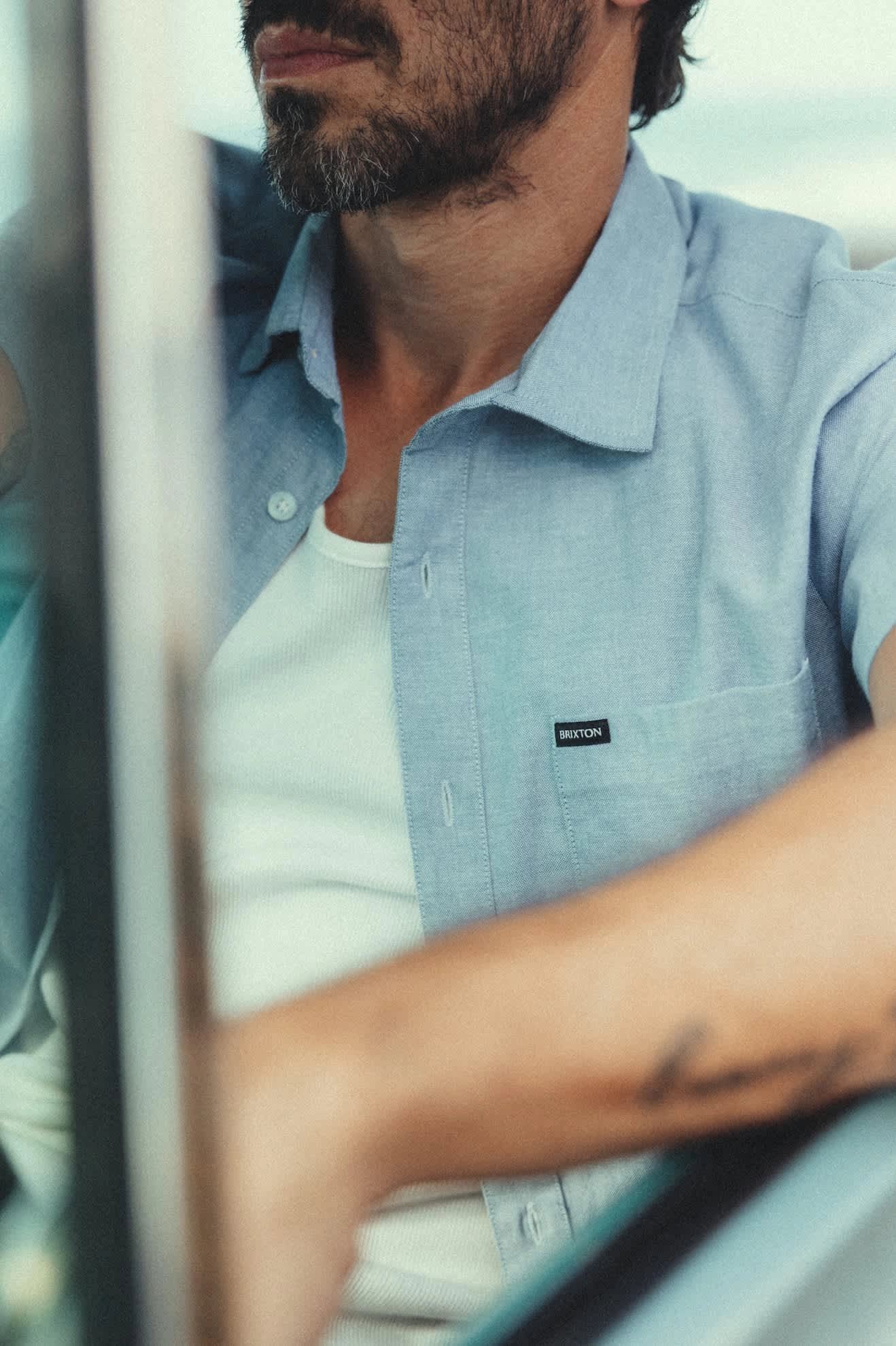 Charter Oxford S/S Shirt - Light Blue Chambray Military Inspired Comfortable Fabric
