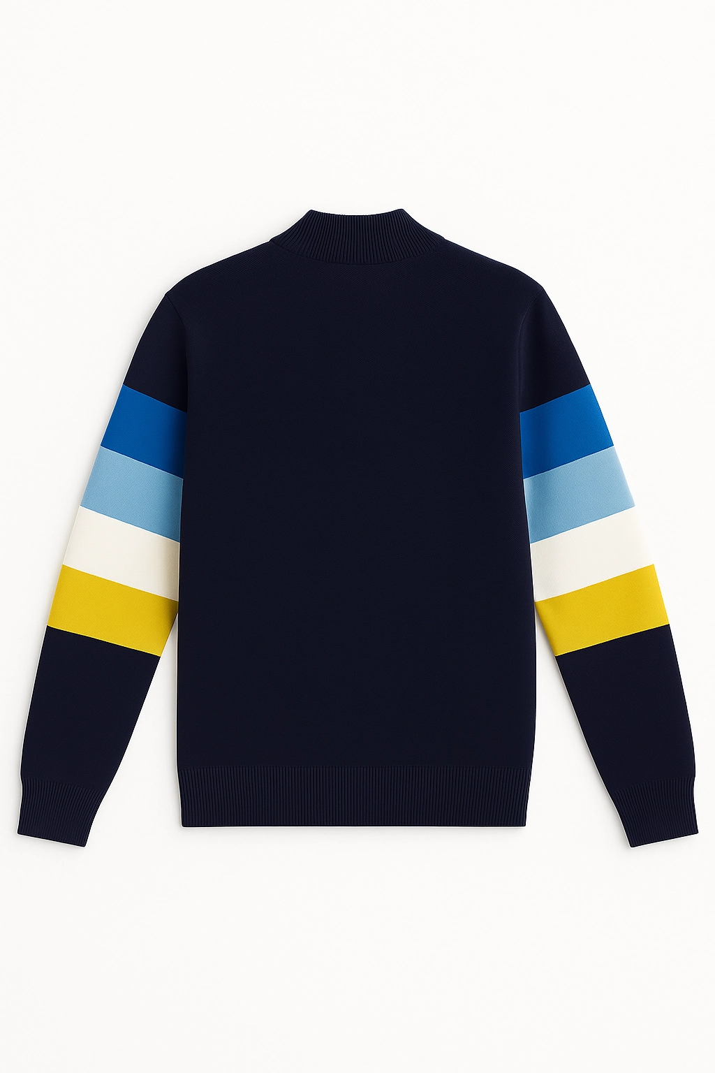 Everyday Chic BARCARES - Quarter Zip Knit Cardigan for Men | 100% Wool (DARK BLUE / MULTI CAP)