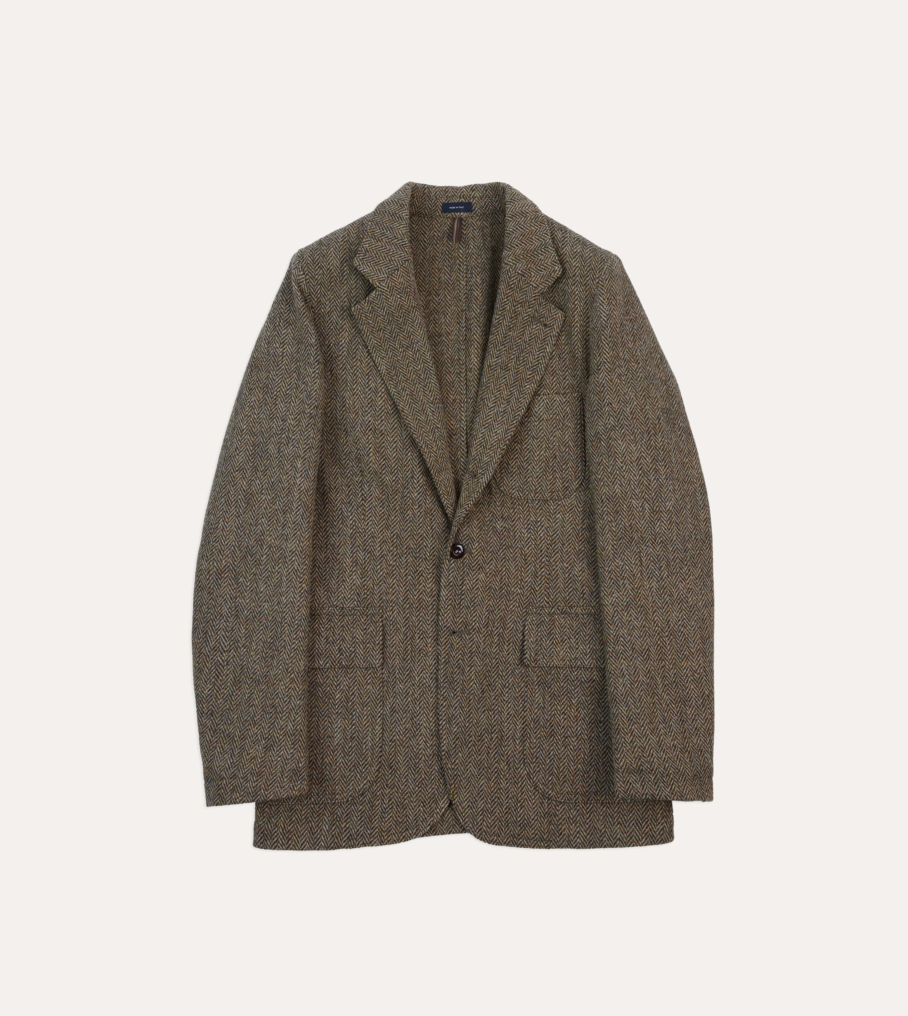 Olive Herringbone Harris Tweed Games Blazer Mk. VII Classic Look Timeless Look