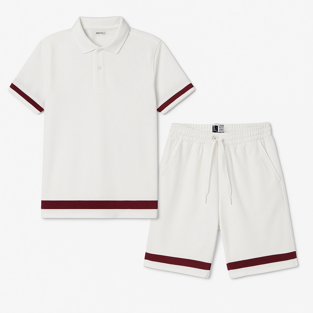 Low Impact Processing All White Men Polo and Short- Red Tag