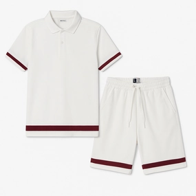 Low Impact Processing All White Men Polo and Short- Red Tag