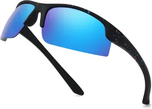 TJUTR Polarized Sports Sunglasses for Women Men, Designer Wrap Style UV Protection Glasses for Running Fishing Cycling