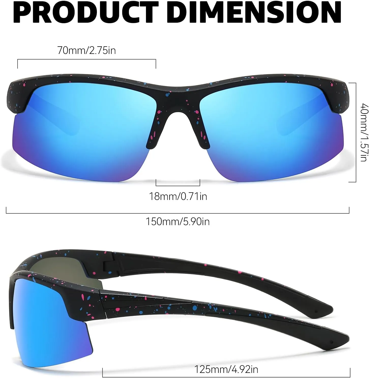TJUTR Polarized Sports Sunglasses for Women Men, Designer Wrap Style UV Protection Glasses for Running Fishing Cycling