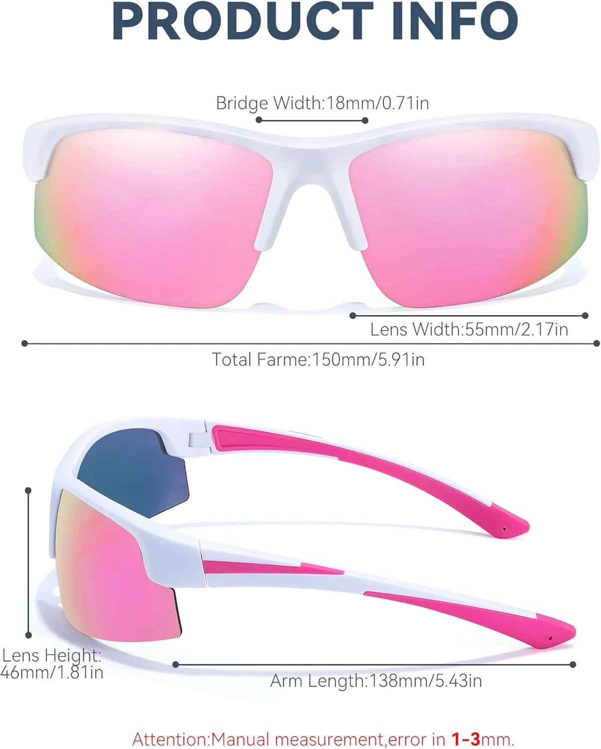 TJUTR Polarized Sports Sunglasses for Women Men, Designer Wrap Style UV Protection Glasses for Running Fishing Cycling