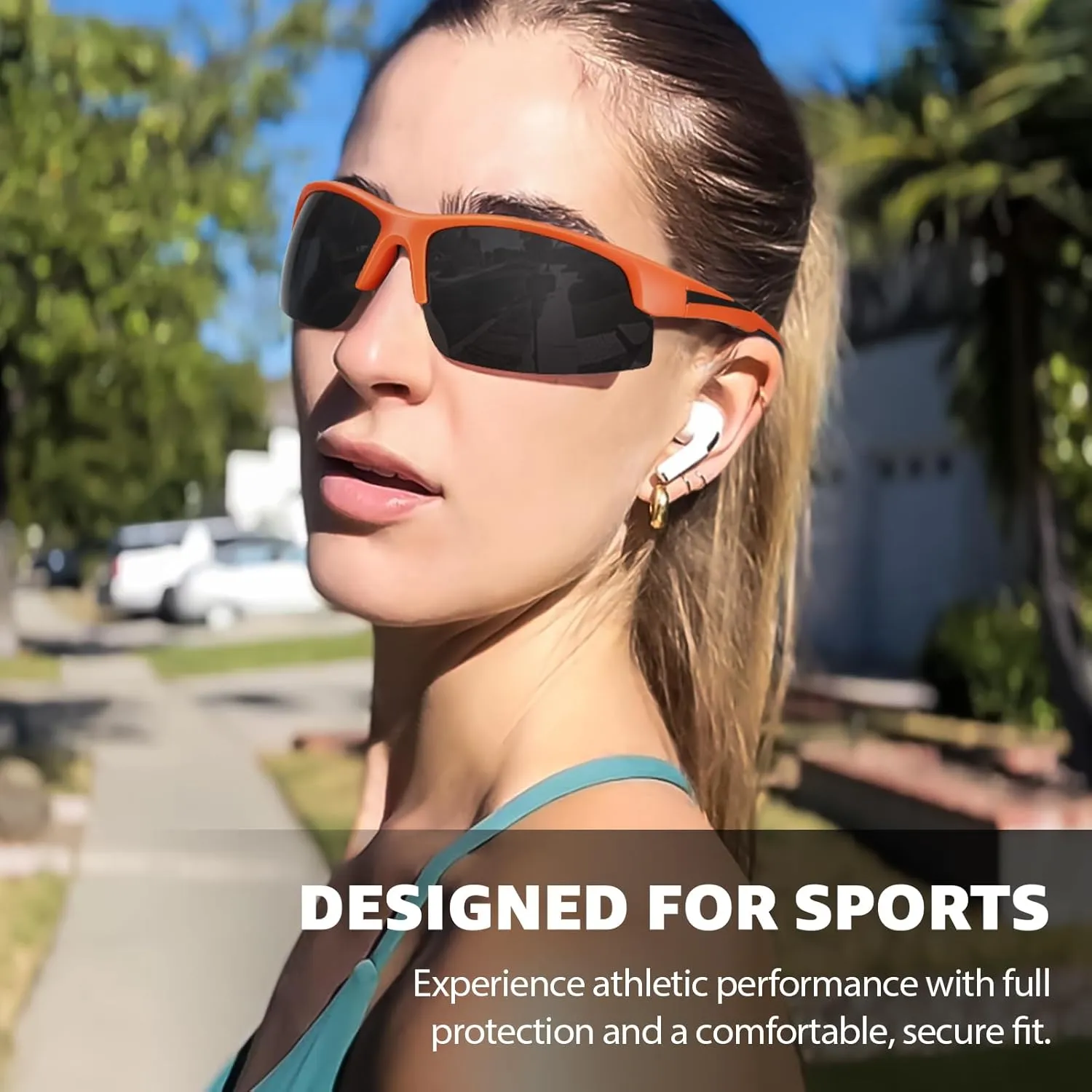 TJUTR Polarized Sports Sunglasses for Women Men, Designer Wrap Style UV Protection Glasses for Running Fishing Cycling