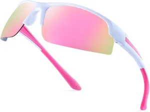 TJUTR Polarized Sports Sunglasses for Women Men, Designer Wrap Style UV Protection Glasses for Running Fishing Cycling
