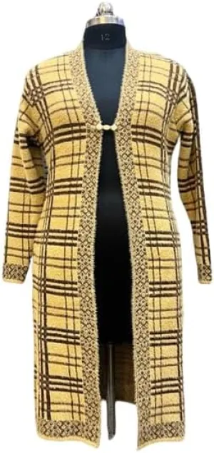 TNQ Women Woolen Log Sweater || Long Shrugs || Printed Woollen Coat || Open Front Longline Shrug Cardigan