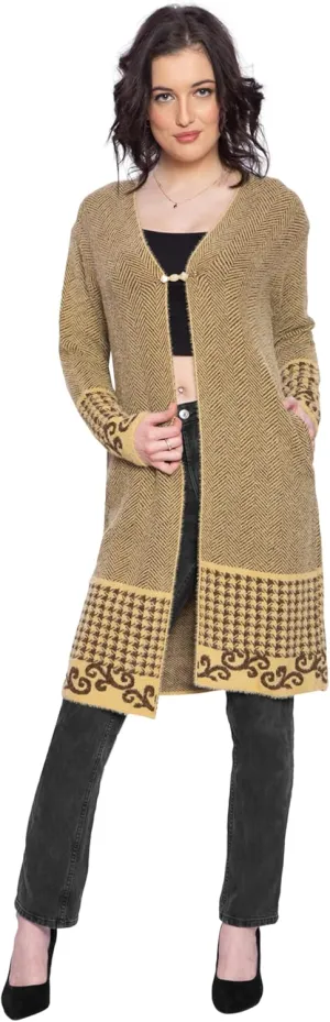 TNQ Women Woolen Log Sweater || Long Shrugs || Printed Woollen Coat || Open Front Longline Shrug Cardigan