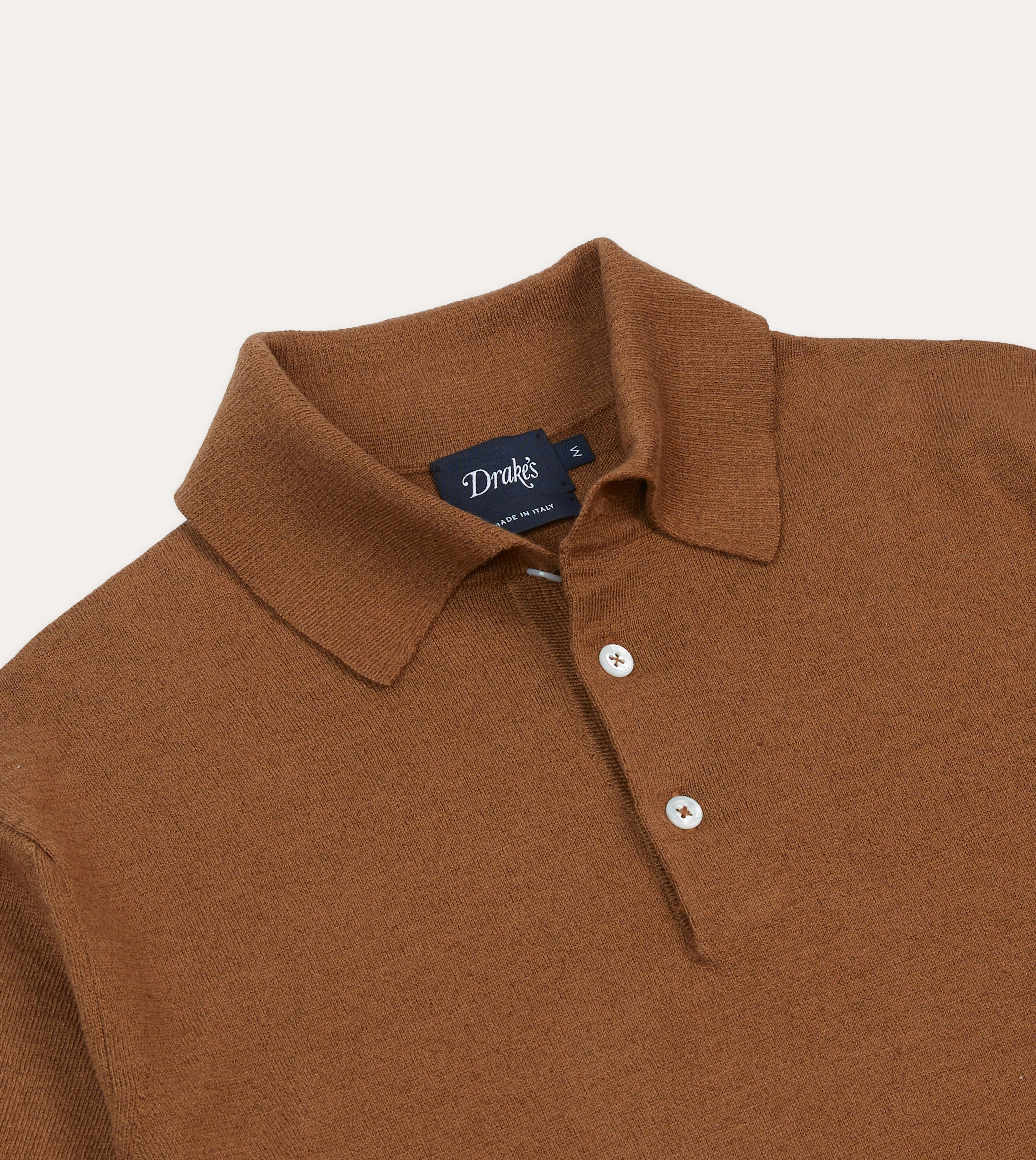 Tobacco Knitted Linen-Cotton Short-Sleeve Polo Shirt Office Comforted
